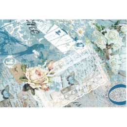 Papel de arroz rosas azul